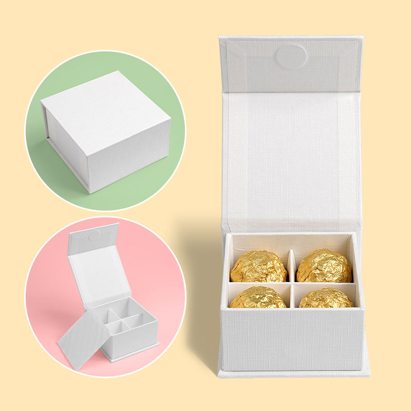 4pcs White empty chocolate boxes with inserts and paper pads (5)