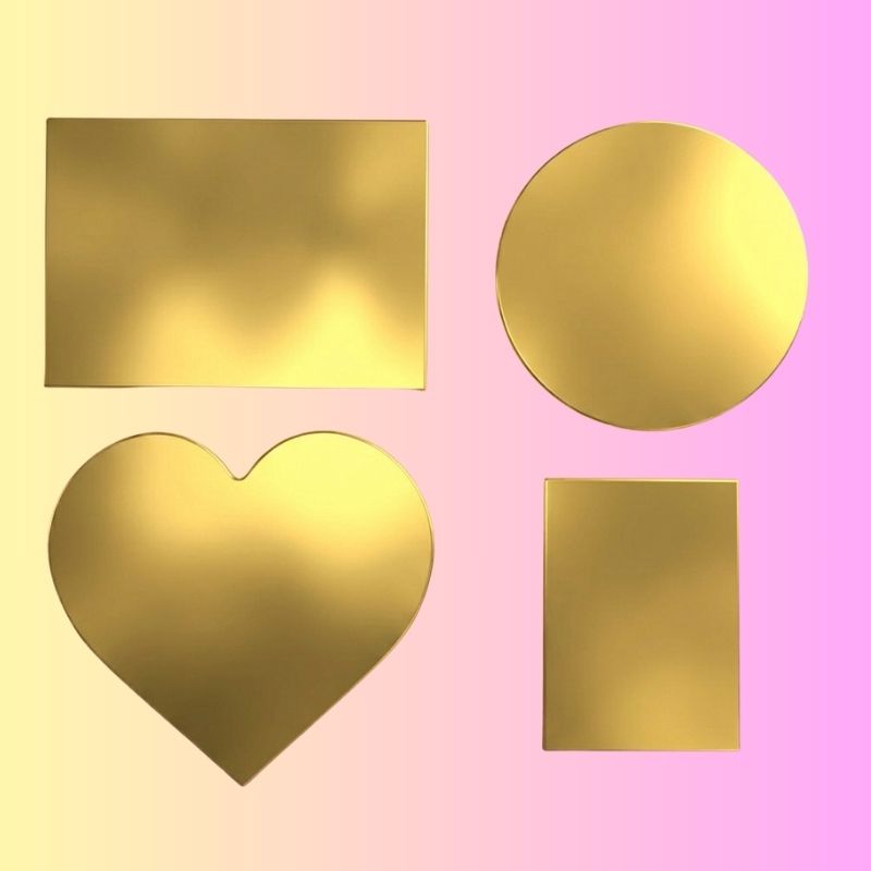 Heart-shaped, square, and round gold foil cushioning pads